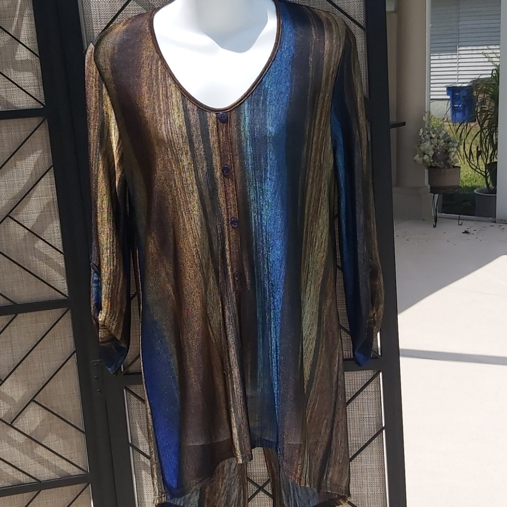 Clara Sun Woo Womens Sz XS Top Roll Tab Blue Brown
